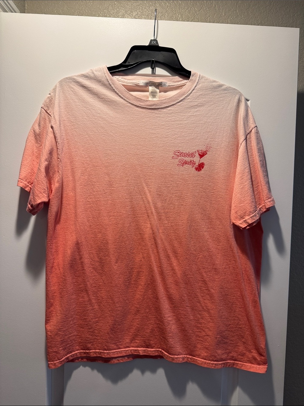 Altar'd State Coral to Pink Ombre Short Sleeve Tee